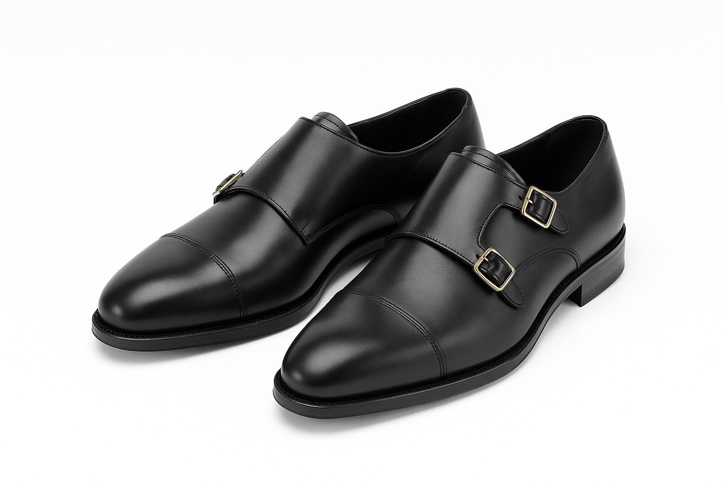 Qadam Classic Leather Monk Strap Shoes