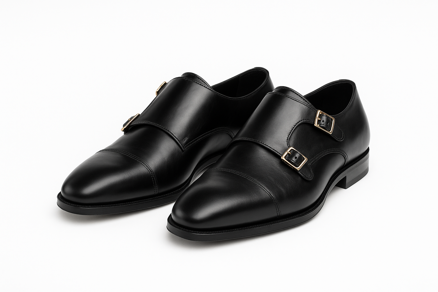Qadam Classic Leather Monk Strap Shoes