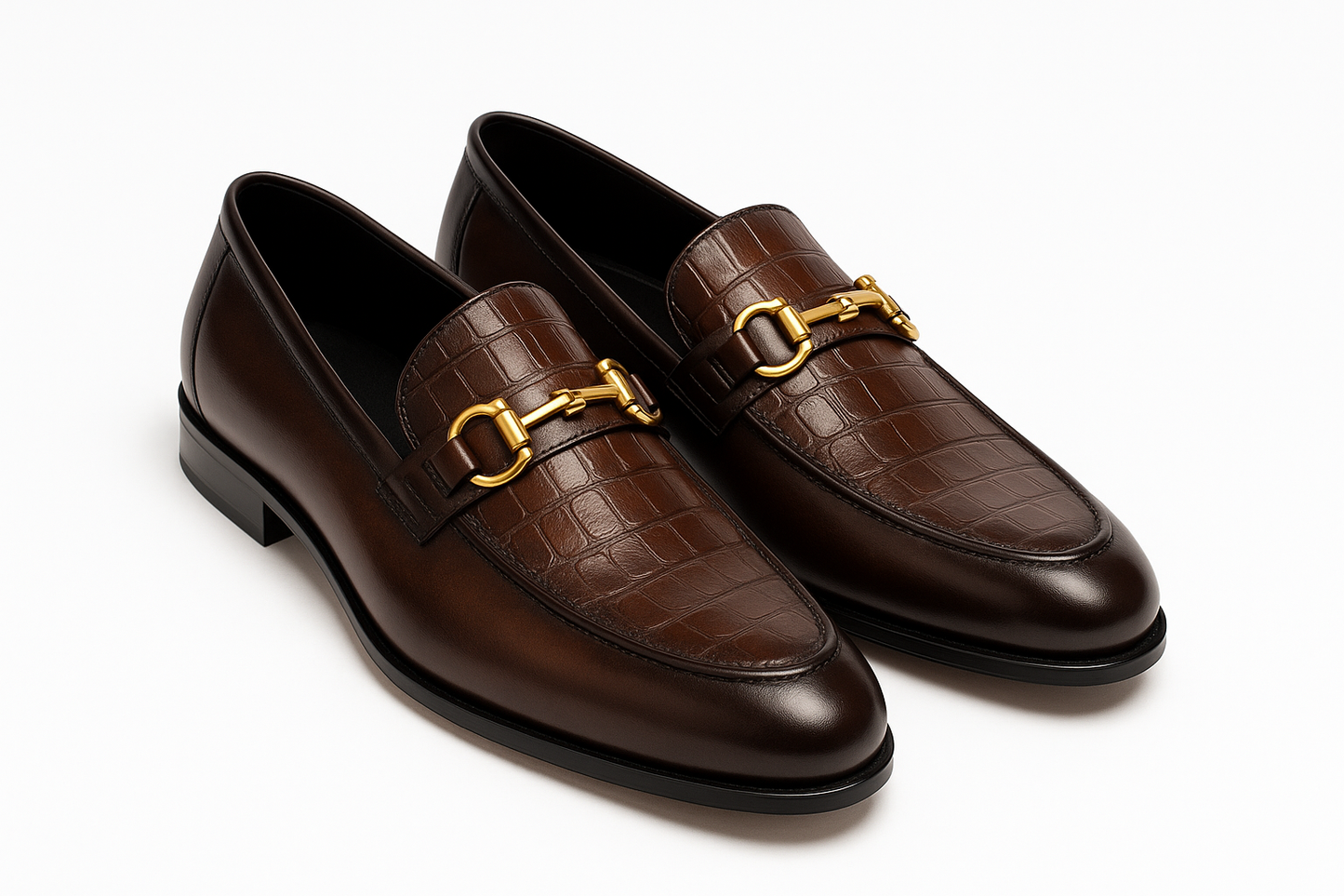 Qadam Enzo Textured Leather Loafers