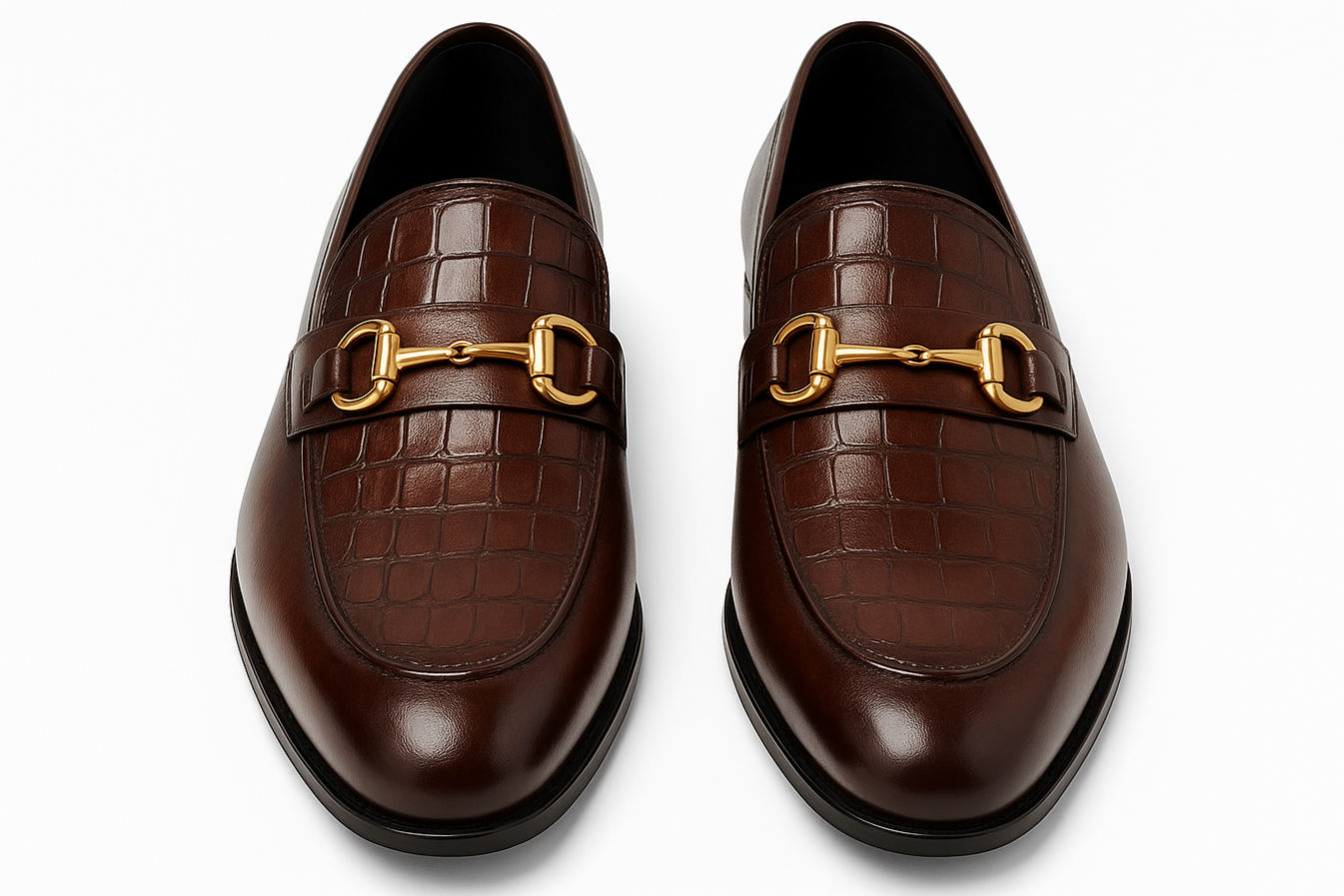 Qadam Enzo Textured Leather Loafers