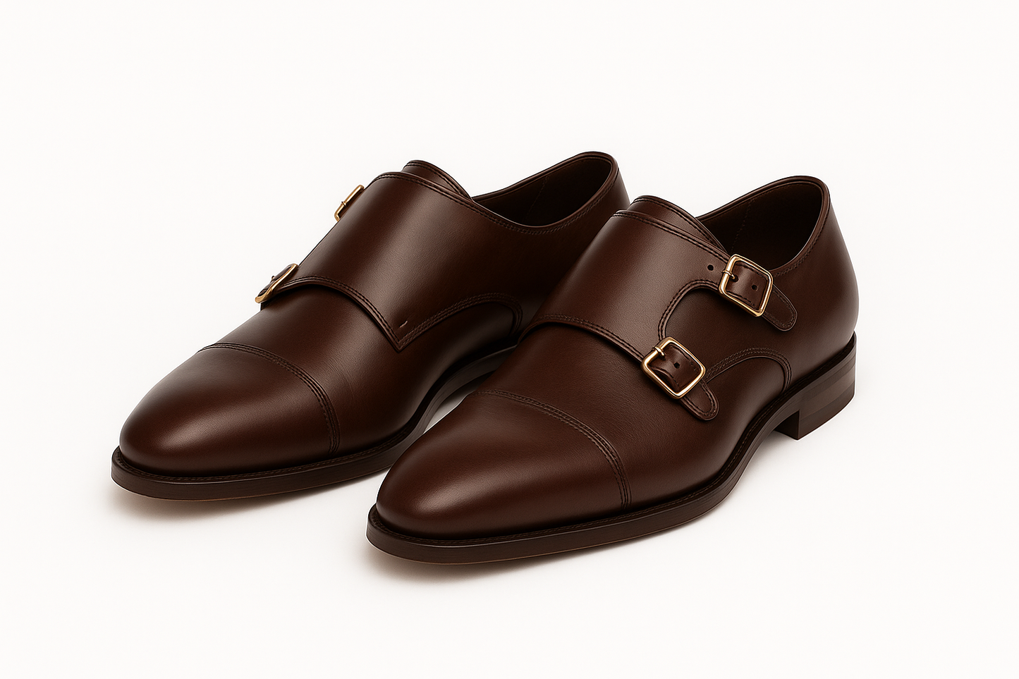 Qadam Classic Leather Monk Strap Shoes