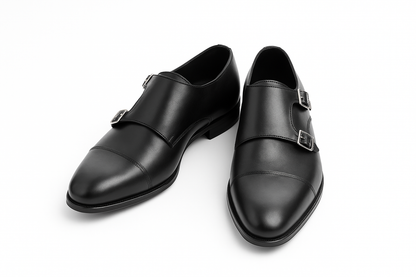 Qadam Classic Leather Monk Strap Shoes