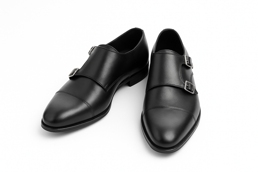 Qadam Classic Leather Monk Strap Shoes