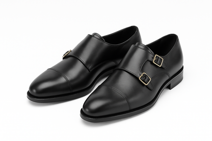 Qadam Classic Leather Monk Strap Shoes
