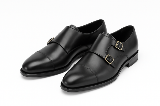 Qadam Classic Leather Monk Strap Shoes