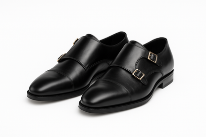 Qadam Classic Leather Monk Strap Shoes