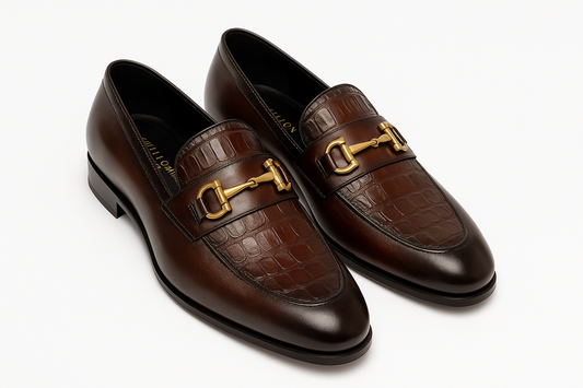 Qadam Enzo Textured Leather Loafers