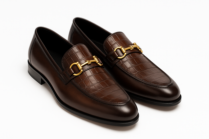 Qadam Enzo Textured Leather Loafers
