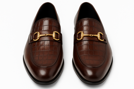 Qadam Enzo Textured Leather Loafers