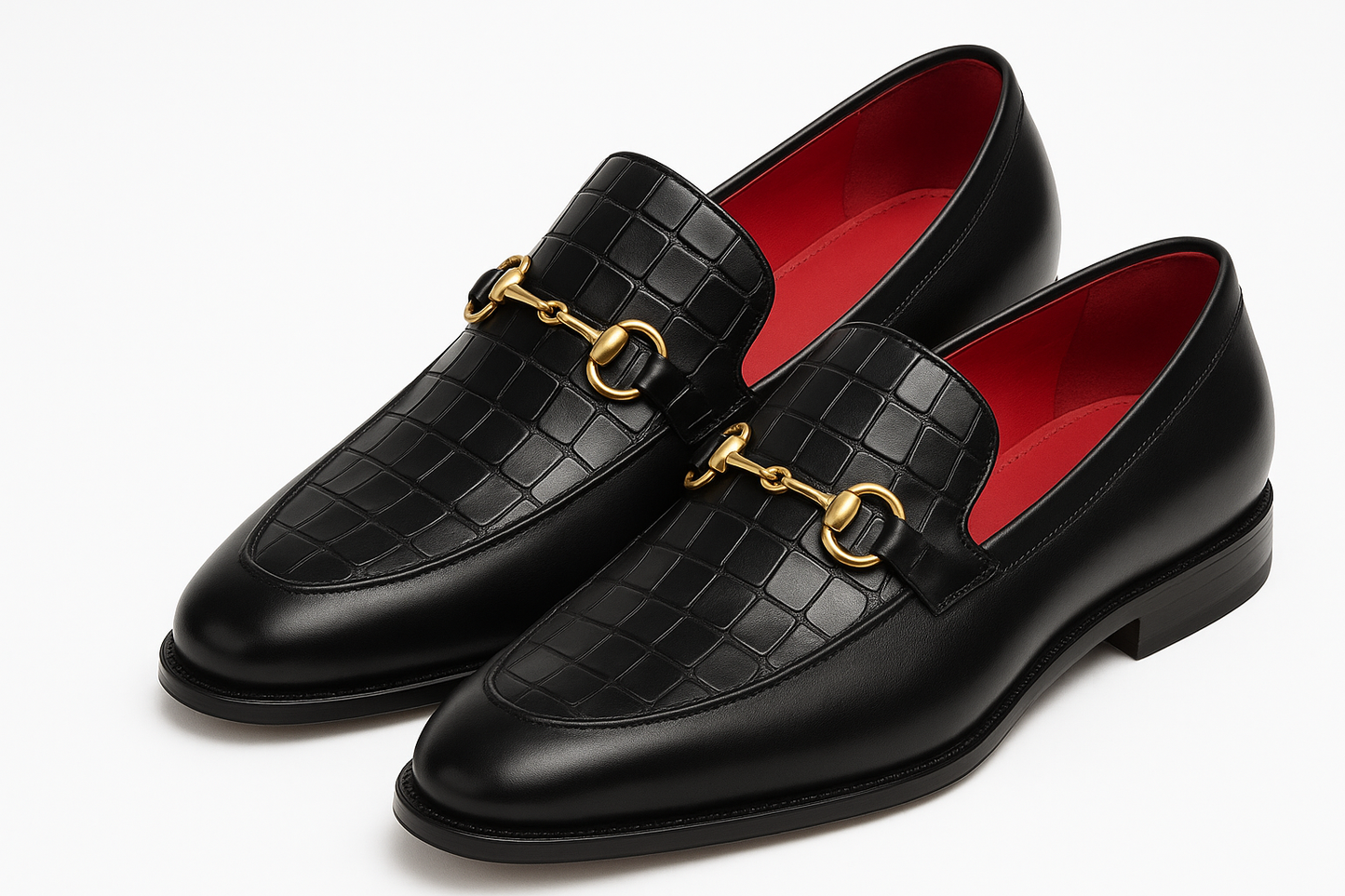 Qadam Dante Crocodile-Textured Leather Loafers