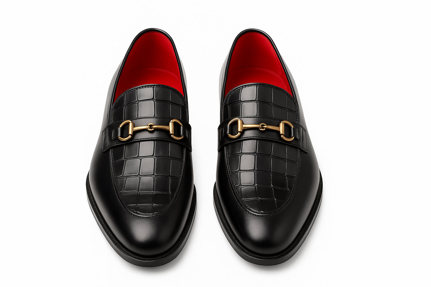 Qadam Dante Crocodile-Textured Leather Loafers