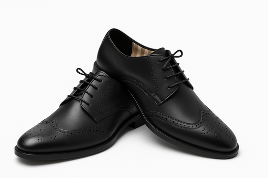 Qadam Ario Black Leather Oxfords