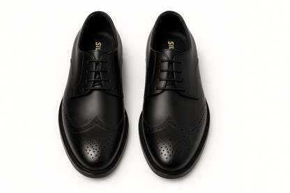 Qadam Ario Black Leather Oxfords