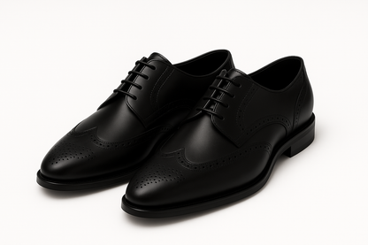 Qadam Ario Black Leather Oxfords