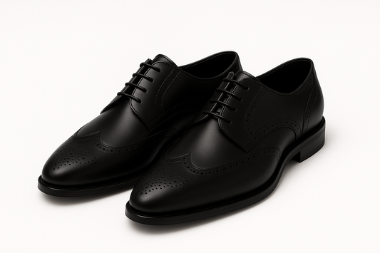 Qadam Ario Black Leather Oxfords