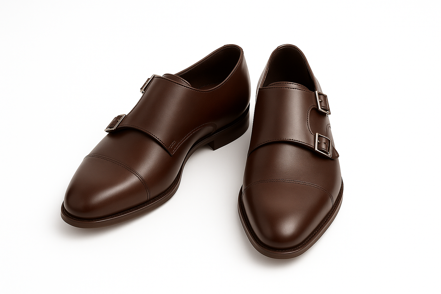 Qadam Classic Leather Monk Strap Shoes