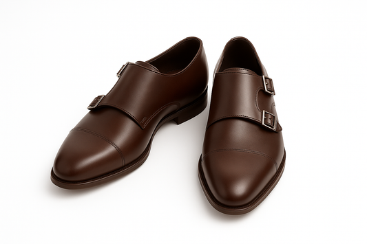 Qadam Classic Leather Monk Strap Shoes