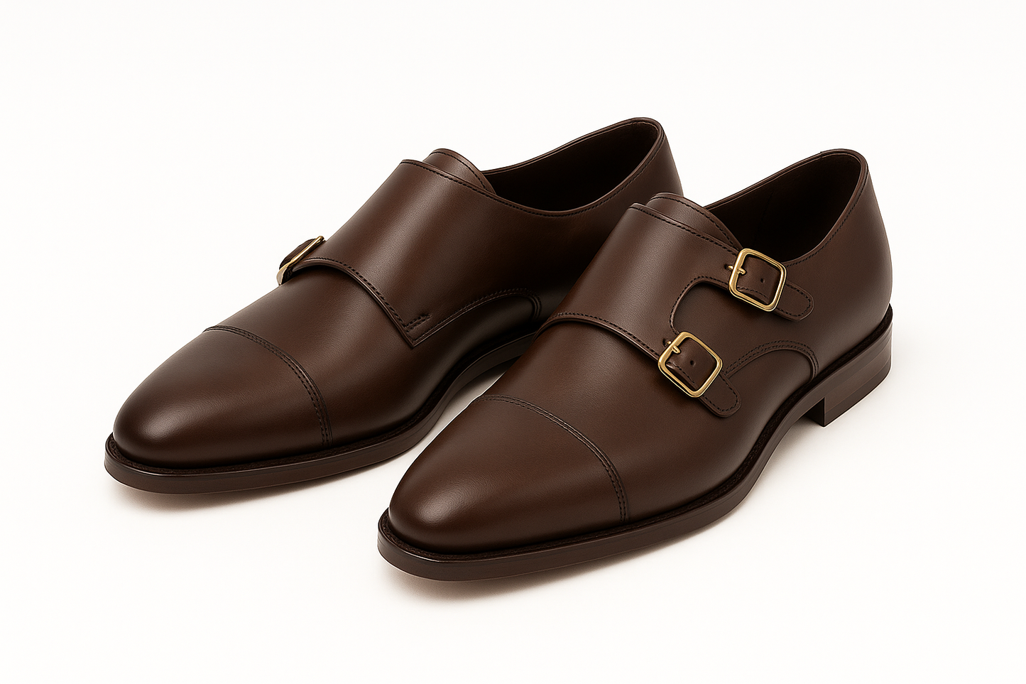 Qadam Classic Leather Monk Strap Shoes