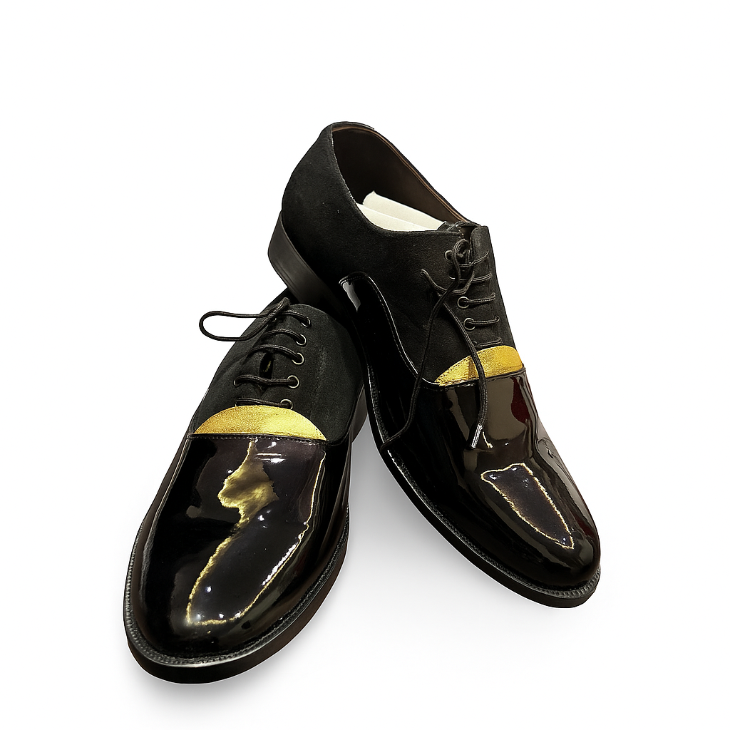 Qadam Marco Suede & Patent Leather Lace-Up Shoes